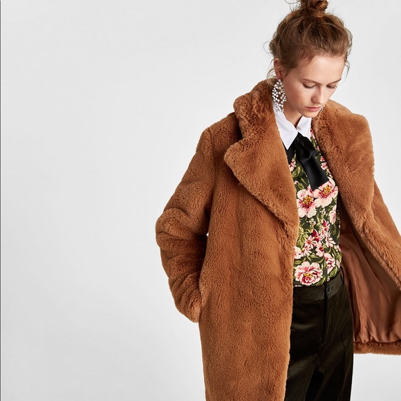 zara shearling textured coat